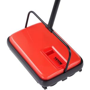 VEVOR Carpet Sweeper Manual, Floor Sweeper with 300 ml Dustbin Capacity Easy to Empty, 6.7 inch Cleaning Width for Home Office Carpets Pet Hair Dust, Red