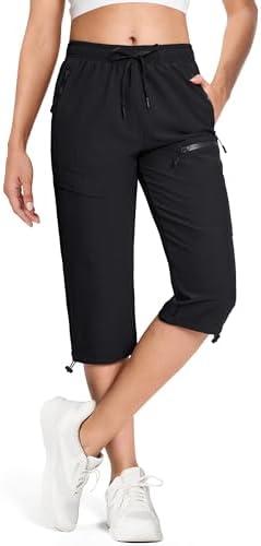 MAGCOMSEN Women's Hiking Capri Pants UPF 50+ Lightweight Quick Dry Casual Golf Cargo Crop Pants with 5 Pockets Summer.XL