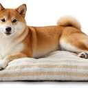 FURTIME Washable Dog Bed Medium Size Dogs, Deluxe Dog Crate Beds Comfy Fluffy Kennel Pad Anti-Slip Pet Sleeping Mat, Machine Washable Dogs Pillow, 29"x21"x3", White