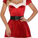 Aranmei Christmas Lingerie for Women Sexy Santa Babydolls Dress Chemise Sleepwear Red (Large)