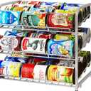 AIYAKA Can Rack Organizer, 3 Tier Stackable Can Storage Dispenser,for Food Storage, Kitchen Cabinets or Pantry, Storage for 36 Cans, Silver