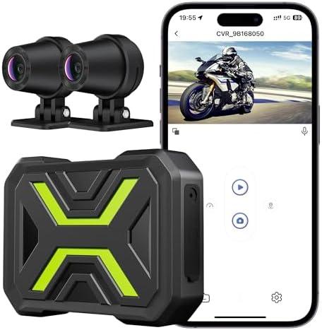 Motorcycle Dash Cam, 1080p + 1080p Front and Rear Dash Cam for Motorcycle, Wide Angle, Night Vision, App Connect, Ip67 Waterproof, Loop Recording, Max Support 128 GB