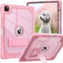 ZoneFoker for iPad Pro 12.9 Case 6th/5th/4th/3rd Generation 2022/2021/2020/2018, 12.9 Inch iPad Pro Case Cover with Pencil Holder, Pink Glitter