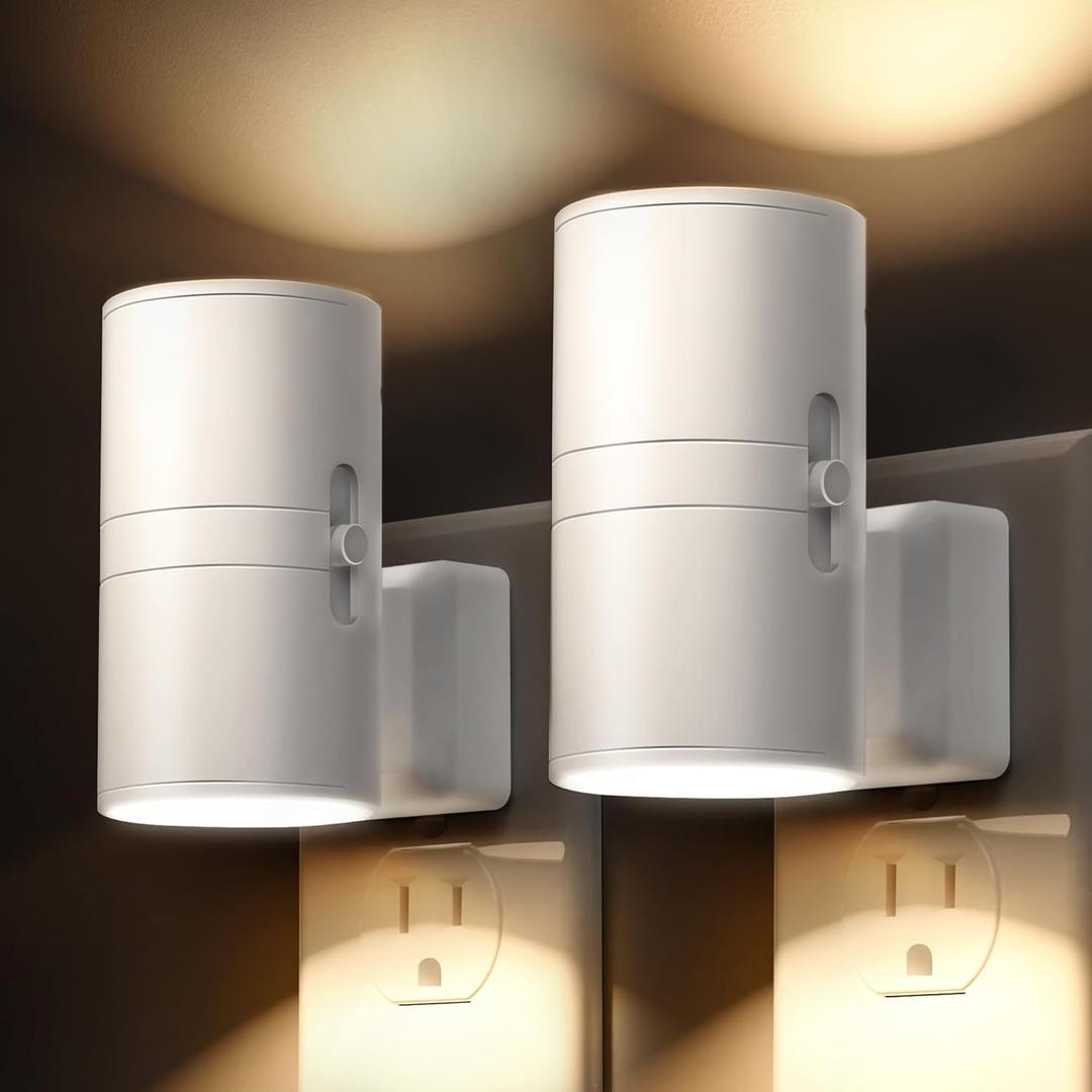 L LOHAS LED Night Light Plug in, Night Lights Plug into Wall, Light Sensor, 0-100LM Soft White 3000K, Dimmable Night Light, Modern Nightlight for Kids Bathroom Hallway Bedroom Kitchen Stairway, 2 Pack