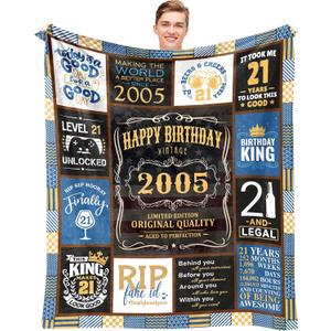 21st Birthday Gifts for Him, Cool 21st Birthday Gifts for Boy, Presents for 21st Birthday Male, 21 Year Old Birthday Gifts for Him, Happy 21st Birthday Decorations for Men Throw Blanket 50" x 60"