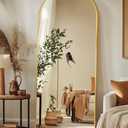Full Length Mirror, 58"x19" Floor Mirror, Arch Floor Standing Mirror Freestanding Arch Full Body with Stand for Bedroom, Hanging Mounted for Living Room Cloakroom, Gold