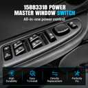 Driver Side Master Power Window Switch Compatible with 2003-2007 GMC Sierra 1500 2500 3500, Chevy Tahoe Suburban Silverado 1500 2500 3500, Power Window Switch Driver Side Replace 15883323, DWS-220