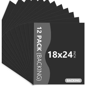 Somime 12 Pack Backing Boards Only - 18x24 Uncut Black Mats Matboards, Acid Free Backerboards, Ideal for Photos/Pictures/Prints/Frames/Arts