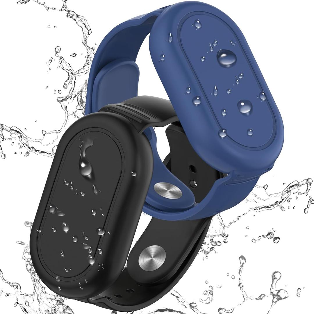 for Samsung Smart Tag 2 Bracelet for Kids, 2 Pack Waterproof Hidden Wristband for Galaxy SmartTag2 for Toddlers, Children, Elderly, Backpack, Luggage (Black/Blue)