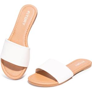 FITORY Women's Slide Sandals Fashion Round Toe With Classic Single Strap Slippers for Beach Size Size 6-11 (9)