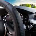 Magnelex Microfiber Leather Steering Wheel Cover Black. Heat Resistant Anti-Slip Car Wheel Wrap - Compatible with Most Makes and Models of Cars and Trucks with 14.5 to 15 Inch Steering Wheels