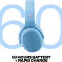 Skullcandy Crusher ANC 2 Wireless Over-Ear Bluetooth Headphones with Multi-Sensory Bass, Active Noise Cancelling, Up to 60 Hours Battery, Microphone for iPhone Android - Preppy Blue