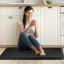 HappyTrends Kitchen Floor Mat - 4/5 Inch Thick Anti-Fatigue Kitchen Rug,Waterproof Non-Slip Kitchen Mats and Rugs Heavy Duty Ergonomic Comfort Rug for Kitchen,Office,Sink,Laundry,(22"x54", Black)