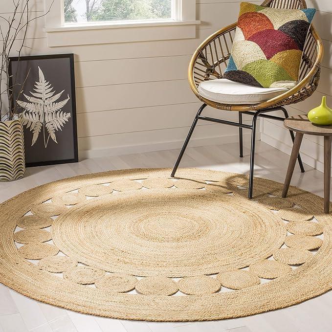 KEMA Jute Braided Scalloped Rug - 6 Feet Round, Natural