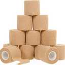 12 Pack Self-Adhesive Bandage Wrap - 2 Inches x 5 Yards - Elastic Self Adherent Cohesive Wrap Bandage - Breathable Athletic Tape for Wrists, Knee, Ankle - First Aid Sports - Brown