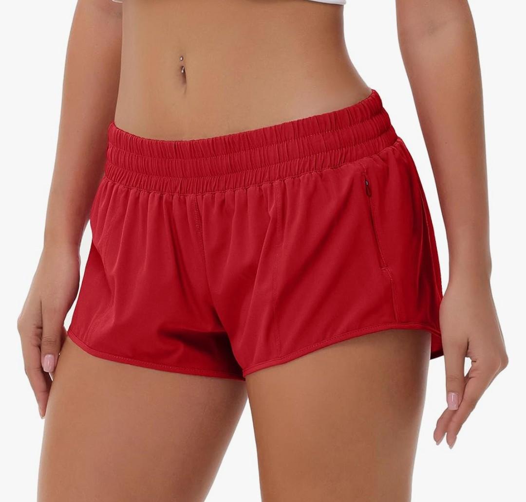 Aurefin Lightweight Athletic Shorts for Women, Quick Dry Running Shorts with Zip Pocket and Liner Womens Gym Workout Shorts XXS