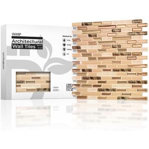 VViViD 11 Sheets Peel and Stick Faux Marble, Chrome, and Glass Wall Tiles, Self Adhesive Backsplash 12x12, 2mm Thick Kitchen, Bathroom (11 sq. ft.)