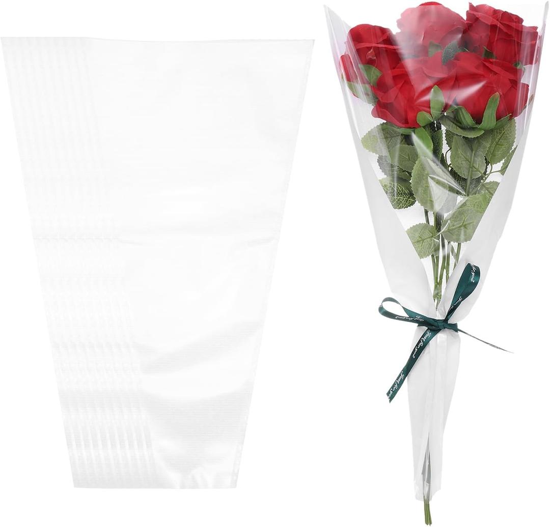 PATIKIL Flower Wrapping Bag, Kraft Paper 30 Pack, White Floral Bouquet Packing Sleeves for Wedding Birthday Graduation Anniversary Arrangement Gift, 17.3x11x3.5