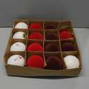 15 Pcs Velvet Christmas Ball Ornaments 3.15 Inch Flocked Christmas Tree Ornaments with 10 Yards Velvet Ribbon Burgundy Red White Shatterproof Xmas Baubles for Tree Holiday Decor