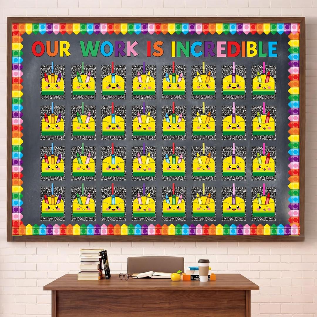 Resurhang 143 Pcs Crayon Theme Student Work Display Bulletin Board Set