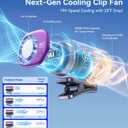 Clip-On Portable Fan with Ice Cooling, 20000 RPM Rechargeable Handheld Turbo Fan, 360° Rotating Detachable Clip, Mini Stroller Fan for Baby, Compact Travel Essentials, Summer Gifts for Women,Grey, Small