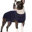 Kuoser Dog Surgery Recovery Suit, Soft Breathable Dog Recovery Suit for Female Spay Male Nueuter, Anti Licking Puppy Onesie Pet Surgical Suit for Dogs Abdominal Wounds Skin Disease, Blue Strips S (Small (Back: 11.4" - 13.4"; Weight: 7 - 15LB))