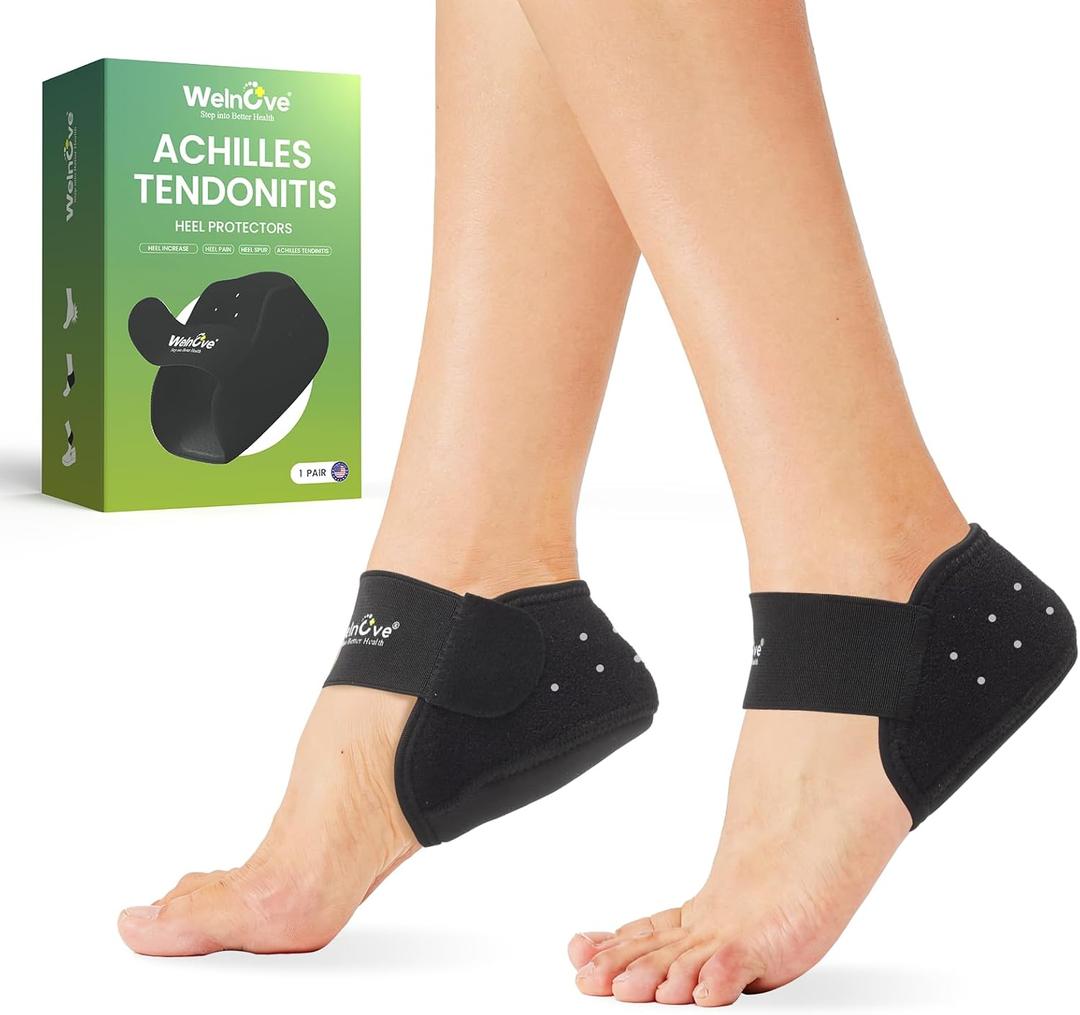 Plantar Fasciitis Heel Protector Cups - Welnove 5/8" Height Silicone Gel Heel Inserts Pads for Women Men, Heels Spur Pain Relief, Achilles Tendonitis Dry Cracked Heels Support Cushion,Size S