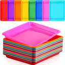 Maitys 24 Pcs Plastic Art Trays 11 x 8.7 x 1 Inch Activity Craft Tray Organizer Serving Tray Stackable Storage Sand Trays for School Painting Beads Crafts DIY Projects(Colorful)