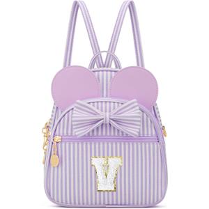 Personalized Birthday Gift for Toddler Girls, Small Initial Backpack Purse for Little Girl, Cute Mini Purse for 3-10 Years Old Kids,Purple V