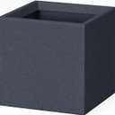 Kante 12 Inch Square Concrete Planter for Outdoor Indoor Home Patio Garden, Large Plant Pot with Drainage Hole and Rubber Plug, Charcoal