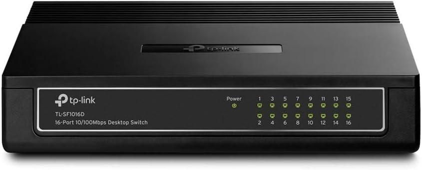 TP-Link 16 Port 10/100Mbps Fast Ethernet Switch , Desktop or Wall-Mounting , Plastic Case Ethernet Splitter , Unshielded Network Switch , Plug and Play , Fanless Quiet , Unmanaged (TL-SF1016D)