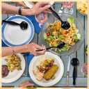 6 x Teenyyou 24 Pcs Disposable Serving Spoons Black Plastic Spoons 8.46 x 2.36 Inch Large Catering Serving Utensils for Holiday Wedding Birthday Party Buffet Restaurant Supplies