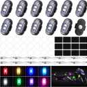 Xuhal 12 Pcs Magnetic Wireless LED Strobe Lights with Remote Control 8 Color RGB High Brightness Waterproof Anti Collision USB Emergency Warning Light for Car Motorcycle RC Aircraft Bike