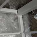 MyGift Toilet Paper Holder Stand with Shelf, Bathroom Table Stand Storage with Magazine Holder Basket, Scrollwork Design, White Metal