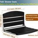 17.5" Wall Mounted Shower Seat, Fold Down Shower Seat Wall Mounted, HDPS Foldable Shower Seat, Folding Shower Seat Attached to Wall, for Inside Shower, Home Care(Black)