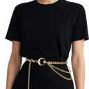 Gold Chain Belt for Women, Metal Waist Chain Link Belts for Dresses, Jumpsuit, Jeans, or Pirate Costume Accessories