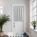 KOUFALL Gray Linen Front Door Curtain for Glass Door Half Window Privacy Protected Light Filtering Rod Pocket Linen Blend Small Curtain Panels Bonus 1 Tie Back 52 x 40 Inch Length Grey Colored (52"W x 40"L (Pack of 1))