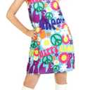 Fun Shack Groovy Hippie Costume for Women - 70s and 60s Dress with Necklace Large