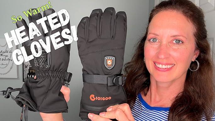 7.4V 3200MAH Rechargeable Heated Gloves for Men Women Hand Warmer Snow Gloves for Ski Hiking Skating Camping Outdoor Activities, OTG Ski Goggles - Over Glasses Ski/Snowboard Goggles for Men, Size M