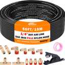 CheeMuii 12 Pcs 1/4 Brass DOT Air Fittings With 50 FT 1/4" DOT Air Line Kit 15 Meter Pneumatic Tubing with DOT Air Fittings for Semi Truck Trailer or Industrial Air System