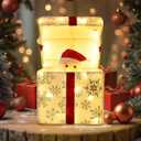 Christmas Lighted Best Gift Boxes Surprise,50 Warm White LED Lights.White Snowflake Velvet Gift Box&Red Bow,Turned On,Top of The Box Opens to Reveal Santa Claus.Indoor Christmas Home Yard Lawn Decor.