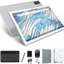 Latest Android 13 Tablet, Octa-Core Processor+128GB+16(8+8 Expand) GB, 10.1 inch Tablet with 8000mAh Battery, 1280x800 HD Screen, 5G WiFi, 21MP Camera, Tableta with Keyboard, Bluetooth, Mouse, Case (Silver)