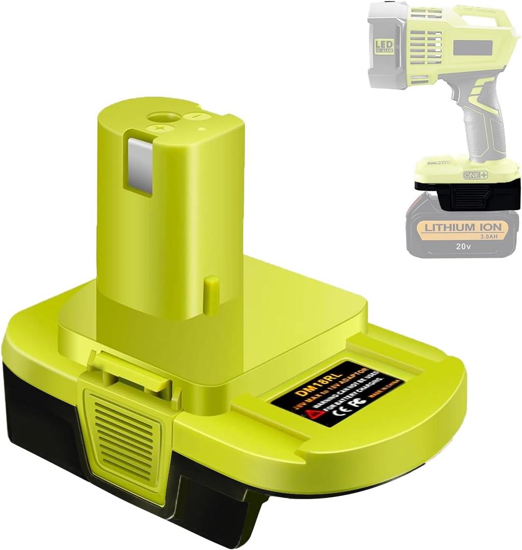 DM18RL Battery Adapter for Dewalt & for Milwaukee to for Ryobi Battery Adapter, Convert for Dewalt 20V Llithium Battery to for Ryobi Tool 18V P105 P107 P108 Battery with 5V 2.1A USB Charge