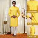 Pro-Ethic Style Developer Mens Indian Traditional Cotton Kurta Sets, Men Kurta Set Indian Wedding Dress (A-117) (Yellow)