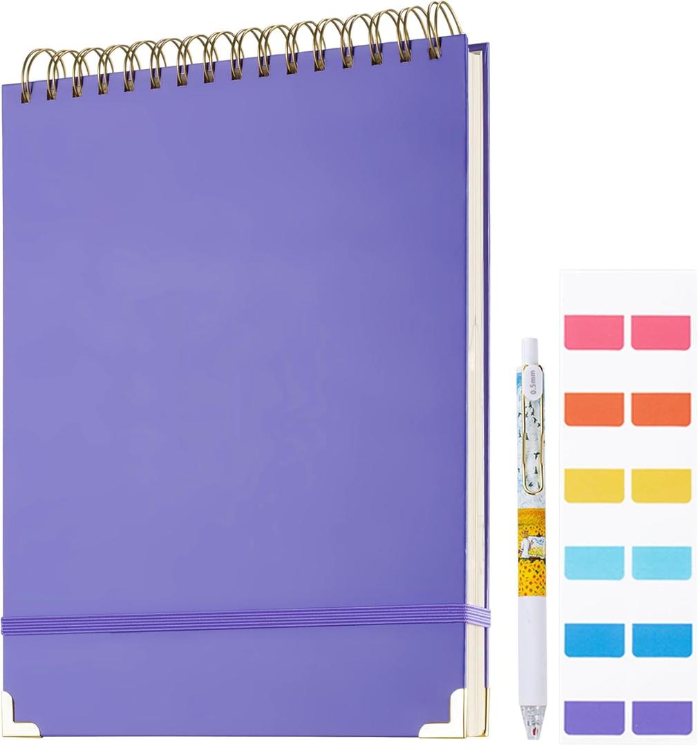 Simind Top Spiral Notebook 8.5x11 in,Steno Notebooks Top Spiral 240 Pages, Inner Pocket College Ruled, Hardcover Steno Pads, Left-Handed,Spiral Notepads for Work, School, Office, Business