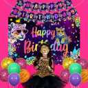 Cheereveal Rainbow Cheetah Birthday Decorations for Boys Girls - Leopard Print Happy Birthday Backdrop, Cheetah Wild Cake Cupcake Toppers, Jungle Safari Animal Theme Party Supplies
