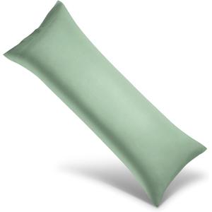 Body Cooling Pillowcase Long Pillow Case Breathable Cool Silky Soft Rayon Derived from Bamboo Fabric, Hair and Skin Friendly, Jade Green, 1 Pack, 20x54IN