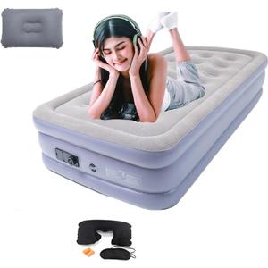 Onirii Twin Air Mattress Bed with Built in Pump,16 Inches High Airbed Inflatable Mattress,Comfort Thickened Blow Up Air Bed,Travel Sleeping Pad for Guests Home (Twin Size)