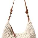 Ulisty Women Small Cotton Crochet String Bag Handwoven Summer Beach Bag Knitted Vacation Shoulder Bag Purse Handbag