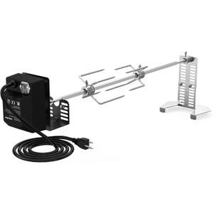 Only fire Universal BBQ Grill Rotisserie Kit for Most Gas Grills, Include 110V 4W Electric Motor, 4-Prong Meat Forks and 28" Square Spit Rod